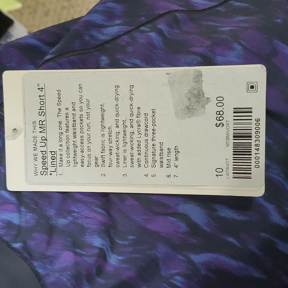 NWT lululemon Speed Up MR Shorts 4in Sz 10 Grey/Purple - Picture 3 of 3